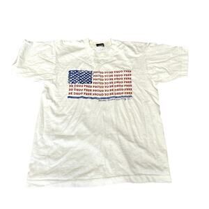 Vintage Proud To Be Drug Free Tee Shirt Mens Size Large Red White Blue
